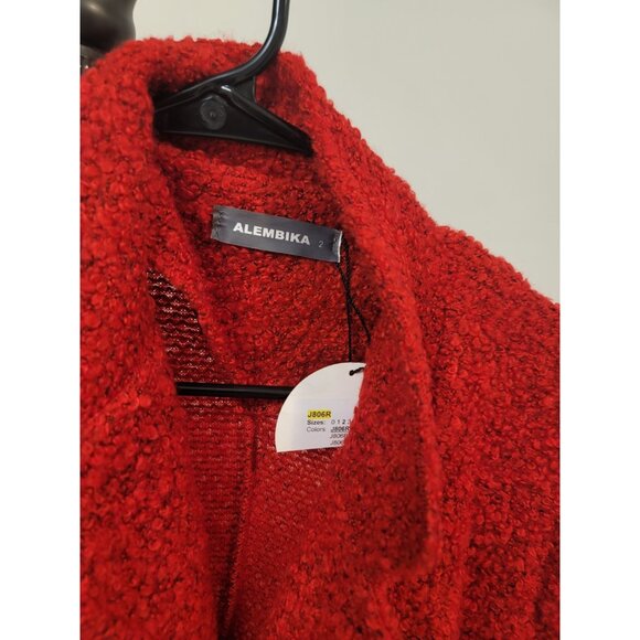 Alembika Boucle Knit Coat Oversized Pockets Size 2 (8-10) Lagenlook Knee Length - Picture 3 of 9